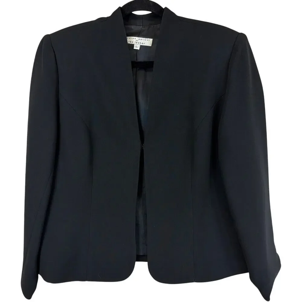 Andrea Polizzi Black Long Sleeve Hook and Eye Closure Short Jacket Blazer L